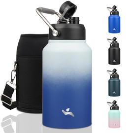 Konokyo Jug with Handle,87 oz Insulated Water Bottle with Carrying Pouch, Double Wall Vacuum Stainless Steel Metal Bottle,Sky