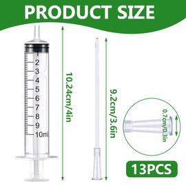 NHQZ 15-Teiliges Spritzenset Für Jungvögel Füttern, Tauben Zubehör, Feeder Futter, Futterspritze,Spritze Mit Kanüle,Knopfkanüle(2 Stück 10Ml Vogelfutterspender + 13 Stück 8Cm Katheter)