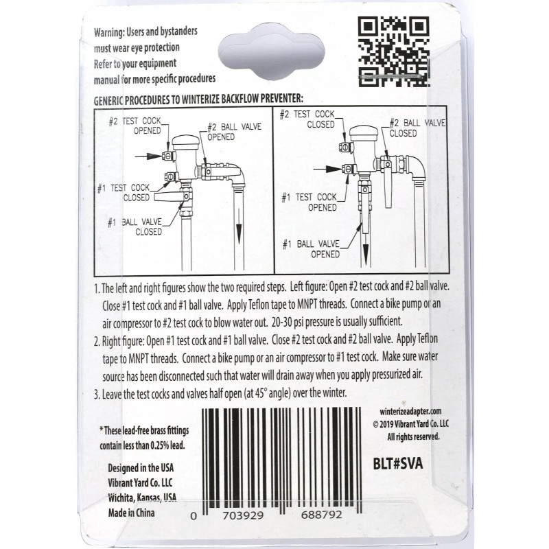 Vibrant Yard Co. LLC Schrader Valve to NPT Adapter Winterize