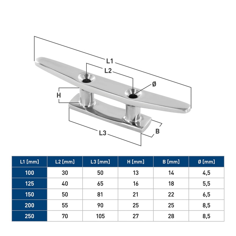 AISI 316 2-Hole Clamp Stainless Steel 100 mm