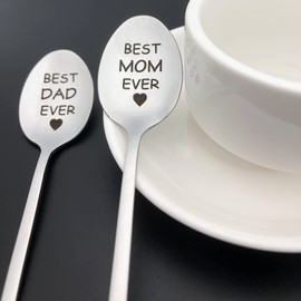 Best Parents Gifts Best Mom Dad Ever Spoon Set Christmas Birthday Gifts for Mom and Dad Fathers Day Mothers Day Gift Anniversary Presents for Parents