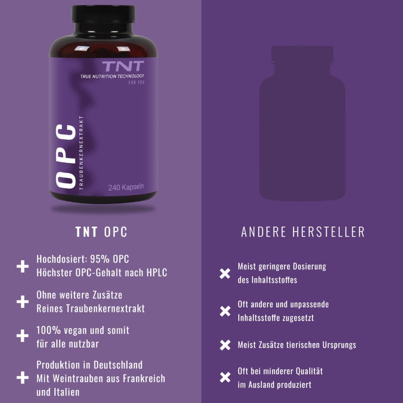 TNT OPC (240 vegane Kapseln) • Traubenkernextrakt hochdosiert • 600mg