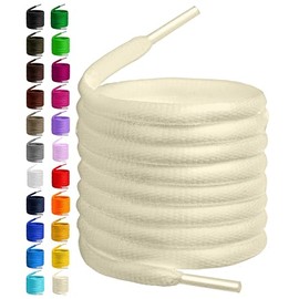BIRCH's Oval Shoelaces 27 Colors Half Round 1/4" Shoe Laces 4 Different Lengths (45.5" (115cm) - L, Ivory)