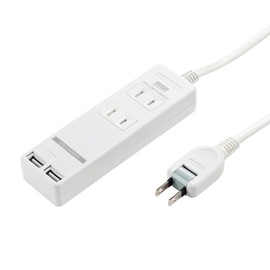 Sanwa Supply TAP-B110USH-3W Tap with USB Shutter (2P / 2 Inserts / 3 m)