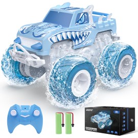 DEERC G03089R Radio Controlled Amphibious Car, Offroad, Children's, Car, RC Car, Toy, IPX7 Waterproof, 4WD, Operation Time: 50 Minutes, 360 Degree Rotation, 2.4 GHz, Shock Resistant, Water Play,