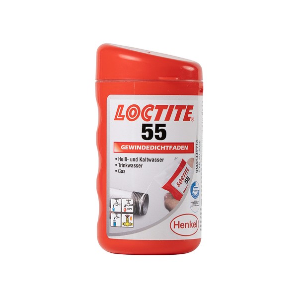 LOCTITE 55 Pipe Thread Sealant, Non Curing Thread Sealant for Plumbing Pipes and Fittings, Reliable Fast Action Pipe Sealant for Metal and Plastic, 160m