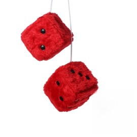 Pair 3” Fuzzy Plush Dice Furry Dice for Car Fuzzy Dice for Car Pink Fluffy Dice Car Decor Cute Soft Plush Rearview Mirror Decor Rear View Mirror Hanging Accessories (Red)