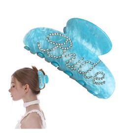 Bride Claw Hair Clip,​ Bride White Acrylic Hair Clips with Rhinestone Logo, Bachelorette Party Wedding Birthday Banana Barrettes Hair Decorations for Girl, Trendy Bridal Claws (Blue)