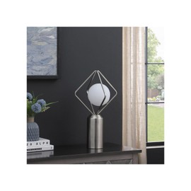 ORE International 19.5" in Ernst Modern Monoclinic Pendeloque Silver Metal Table Lamp