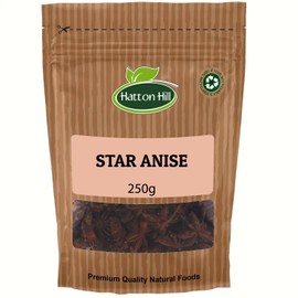 Star Anise Whole 250g by Hatton Hill | Aromatic, Sweet Spice for Asian Cuisine, Baked Goods, and Beverages