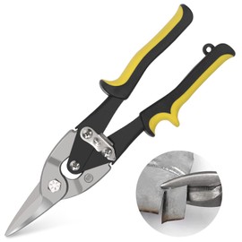 Glarks 1 x 255 mm / 10 inch aviation tin snip, long straight cut aviation snip heavy duty metal cutter scissors for cutting sheet metal, hard material, industrial quality