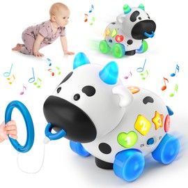 Musical Cow Baby Toys 6-12-18 Months, Bilingual Crawling Walking Toddler Educational Learning Toy for 1 Year Old Boy Girl Birthday Gifts, 6 7 8 9 10 12 Month Old