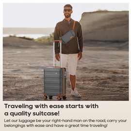 imiomo Carry on Luggage 22x14x9 Airline Approved with Satchel Bag, Hardside 20 Inch Carry-on Suitcases with Spinner Wheels and TSA Lock, Grey