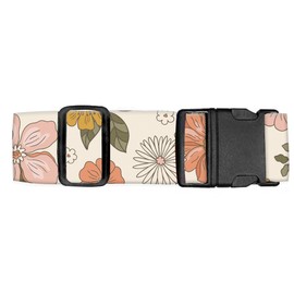 Luggitime Luggage Straps for Suitcases Travel Belt Accessories, Cute Suitcase Strap, Adjustable Luggage Belt Strap, Heavy Duty with Quick-Release Buckle Luggage Strap Retro Boho Flowers