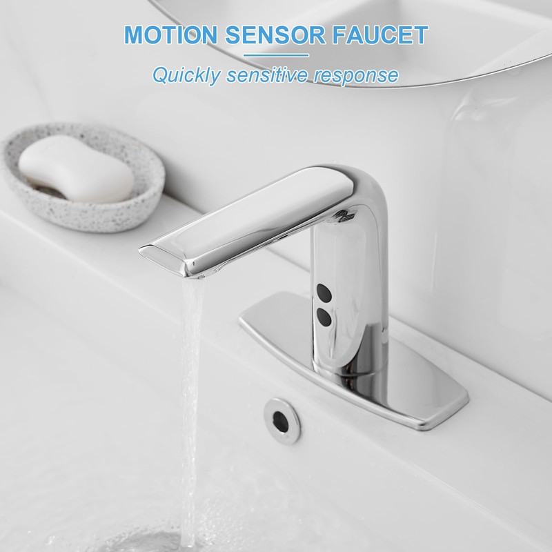 BWE Automatic Motion Sensor Touchless Bathroom Sink Faucet Electronic Infrared