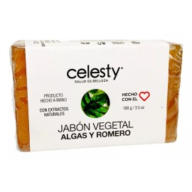 Celesty Kit 50 Pzs Jabón Vegetal Algas Y Romero 100g Glicerina