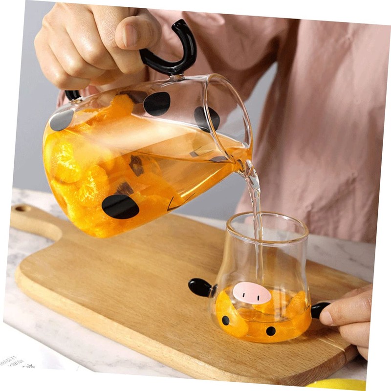 FUNOMOCYA Cute Cow Pitcher Set l Cold Water Bottle Fridge