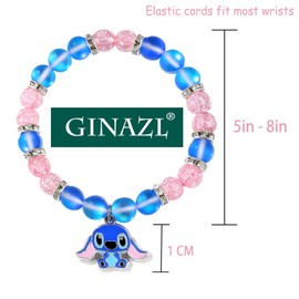 GINAZL Stitch Bracelet Gifts for Sister Friend Charm Bracelet Stitch Stuff Jewelry Bracelets Birthday Decorations Ohana Means Family Long Distance Relationship Gift (SLB)
