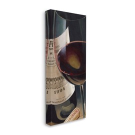 Stupell Industries Bordeaux Wine Glass Red Bottle Hyper Realistic Painting, Design by Stefano Ferreri Canvas Wall Art, 13x30, Multicolor