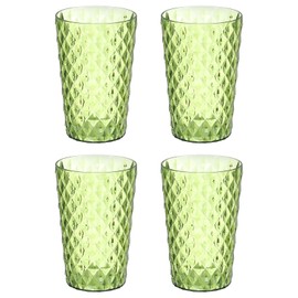 sourcing map 4Pcs Plastic Drinking Cups, Transparent Unbreakable Reusable Water Tumblers Stackable Drinking Glasses for Coffee, Milk, Juice, Amber Green