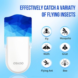 Flying Insect Trap, Plug-in Fruit Fly Traps for Indoors, (2 Devices + 12 Refills) Fly Traps Indoor, Fly Bug Zappers, Fly Catch Mosquitos, Flies, Fruit Flies, Moths, Gnats for Home Safe