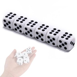 Ginhkok Dice Big Dice Jumbo Dice Round Hexagonal Dice Board Game Tabletop Game Raffle 6pcs 25mm Size (White)