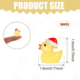 Pack of 100 Mini Ducks Christmas, Mini Resin Ducks that Glow in the Dark Tiny Resin Toys Christmas Ducks for DIY Crafts, Garden Landscape, Home Decorations (Yellow)