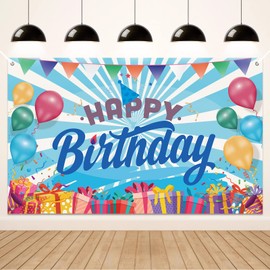 Koliphy Geburtstag Deko Banner, Happy Birthday Banner Blau Geburtstagsdeko für Mädchen Jungen, Kind Stoff Geburtstagsbanner Dekoration Drinnen und Draußen