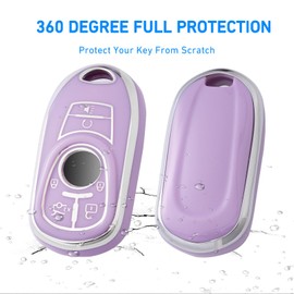 Flensent Key Fob Cover with Keychain for Buick Enclave 2018-2021 (Purple)