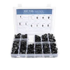 ROSY PIXEL 320 Pc Clip Set with Remover - Auto Fasteners for Tailgate, Door Trim & Panels - 11 Sizes of Push Pin Rivets - Compatible with GM, Ford, Toyota, Honda, Chrysler.