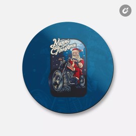 Unbranded Christmas Santa Biker | 4'' X 4'' Round Decorative Magnet