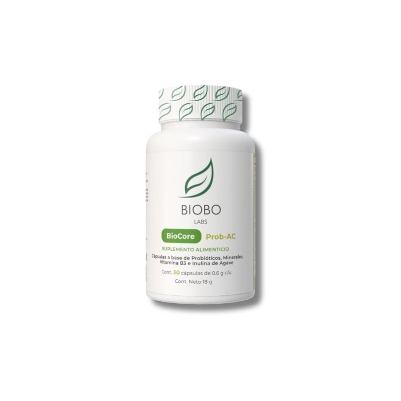 BioCore Prob-AC, Suplemento Alimenticio con Probióticos, Minerales, Vitamina B3 e