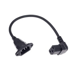 Toptekits 90-Degree Down Angled C13 to C14 with mounting Holes Extension Cord, 1ft/0.3m IEC320 C14 w/mounting Hole to C13 Down Angled AC Power Cord (C14 w/Screw Hole to Down C13)