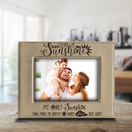 BELLA BUSTA -You are my sunshine my only sunshine,You make me happy when skies are grey- Mother's Day-Valentine's Day-Christmas-Engraved Leather Picture Frame (5"x 7" Horizontal)