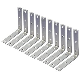 Wideskall 4" inch Heavy Duty Corner Brace Angle Repair Bracket w/ Screws (Pack of 10)