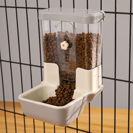 Automatic Feeder Cat Dog Adjustable Outlet Automatic Feeder Hanging Cage Type Large Capacity 0.8L Feeder Suitable for Small Dogs, Cats, Rabbits and Small Animals in a Cage (Gray)