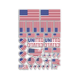 A4 Sticker Sheet United States Flags Vinyl Stickers - America USA Country World National Flag Vacation Travel Holiday Car Aesthetic #80076