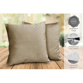 BEAUTEX Lea Velvet Cushion Covers, Set of 2, Premium Cushion Covers, Sofa and Decorative Cushions, Choice of Sizes and Colours (Cappuccino 45 x 45 cm)