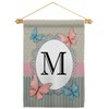 Breeze Decor M Initial Garden Flag Set Wood Dowel Monogram