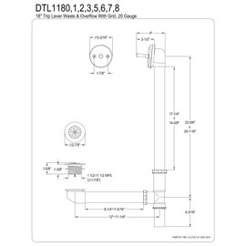 Kingston Brass DTL1181 Bath Tub Drain and Overflow, Polished Chrome