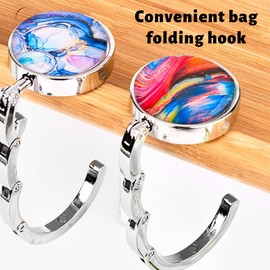 KOLZEMV 2 x Table Handbag Holder Hooks, Handbag Holder for Table, Bag Holder, Foldable Non-Slip Bag Hook Holder, up to 5 kg, for Handbags in the Desk, Restaurant, Hanger
