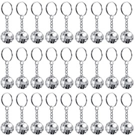 Henoyso 36 Pcs Mirror Disco Ball Keychain Mini 70s Disco Keychain Bulk Small Silver Disco Ball Decoration for 1970s Party Favors Decorations Mardi Gras Supplies Birthday Accessories