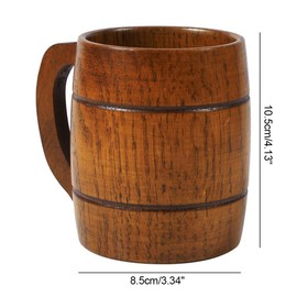 350ml Vintage Wooden Beer Mug with Handle Large Capacity Drink Cup