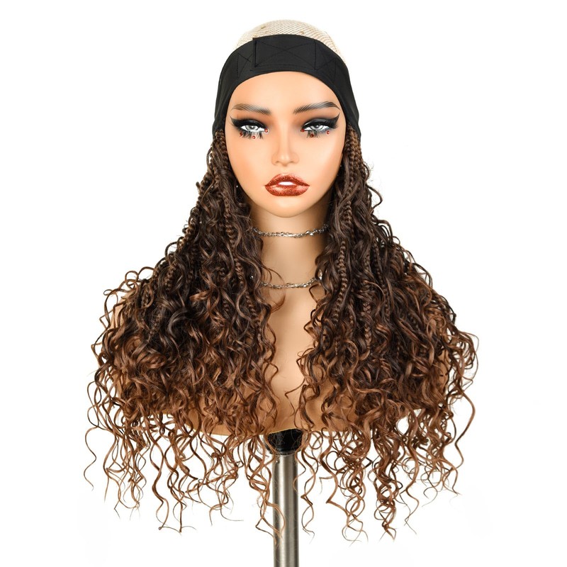 Headband Soft Box Braids, Add Loose curls in the Middle