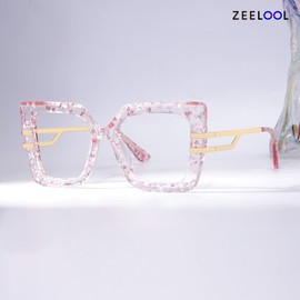 Zeelool Oversized Square Blue Light Blocking Glasses for Women ZJGX444789, Pink