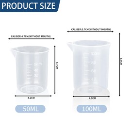 20Pcs Small Measuring Jug, 100ml Transparent Measuring Cups Graduat Beaker Plastic Liquid Measure Jugs（100ml+50ml）