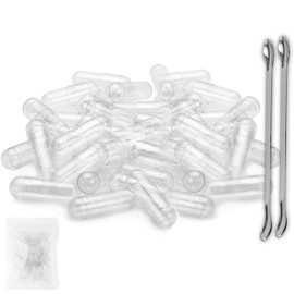 Vegan Empty Capsules Size 0, Empty Capsules for Filling Vegetarian, Empty Capsules with 2 Micro Spoons, Transparent Capsule Cases for Capsule Filler, Manual Filling, Pack of 100