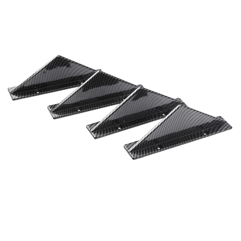4PCS Car Rear Bumper Shark Fin Triangle Spoilers Universal Carbon
