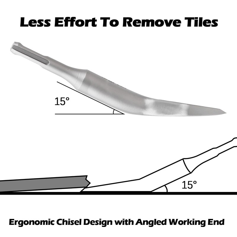 Vearter SDS Plus Chisel Bit, 3 Inches 15° Cranked Angled