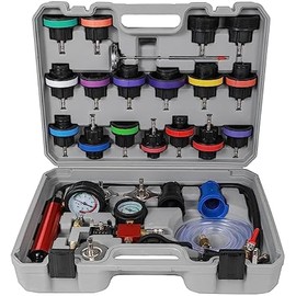 WNZ Universal Radiator Pressure Tester and Pieces Radiator Pressure Tester Portable Toolbox Grey (28-Piece Set)